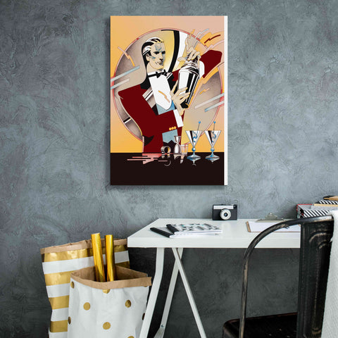 Image of 'Tending Bar' by David Chestnutt, Giclee Canvas Wall Art,18 x 26