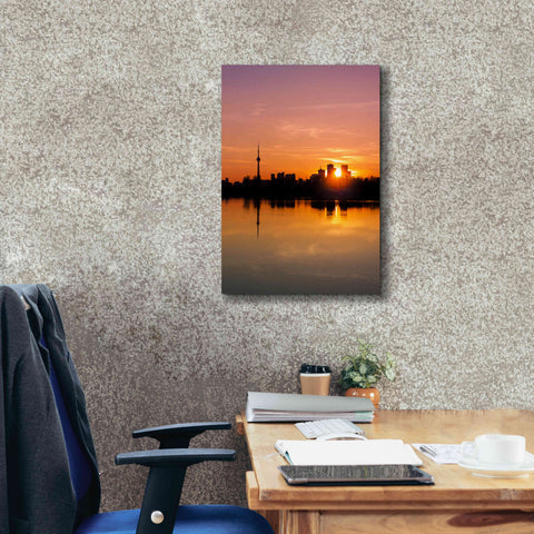 Image of 'Leslie Street Spit Toronto Canada Sunset' by Brian Carson, Giclee Canvas Wall Art,18 x 26