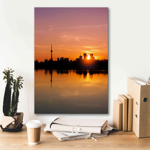 Image of 'Leslie Street Spit Toronto Canada Sunset' by Brian Carson, Giclee Canvas Wall Art,18 x 26