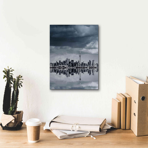 Image of 'Toronto Skyline From Colonel Samuel Smith Park Reflection No 1' by Brian Carson, Giclee Canvas Wall Art,12 x 16