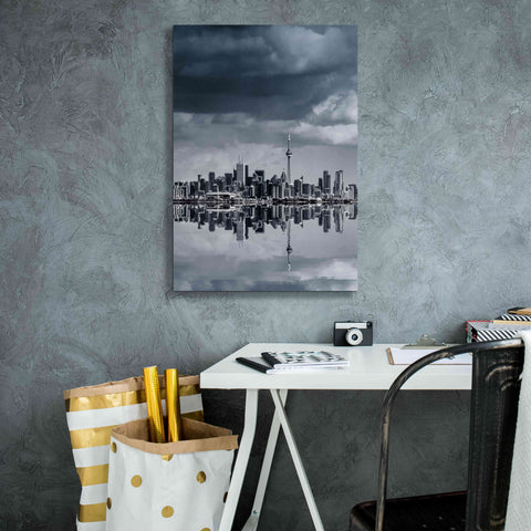 Image of 'Toronto Skyline From Colonel Samuel Smith Park Reflection No 1' by Brian Carson, Giclee Canvas Wall Art,18 x 26