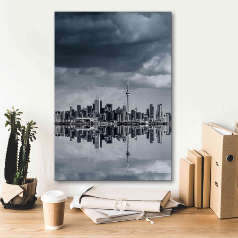 Image of 'Toronto Skyline From Colonel Samuel Smith Park Reflection No 1' by Brian Carson, Giclee Canvas Wall Art,18 x 26