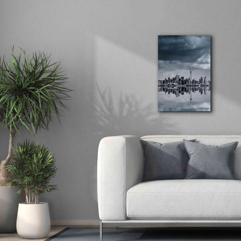 Image of 'Toronto Skyline From Colonel Samuel Smith Park Reflection No 1' by Brian Carson, Giclee Canvas Wall Art,18 x 26