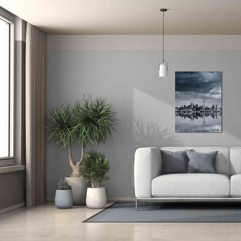 Image of 'Toronto Skyline From Colonel Samuel Smith Park Reflection No 1' by Brian Carson, Giclee Canvas Wall Art,26 x 34