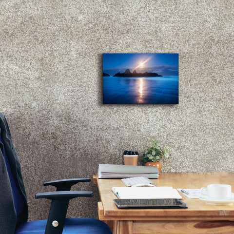 Image of 'Seal Rock Vert Moon Streak' by Thomas Haney, Giclee Canvas Wall Art,18 x 12