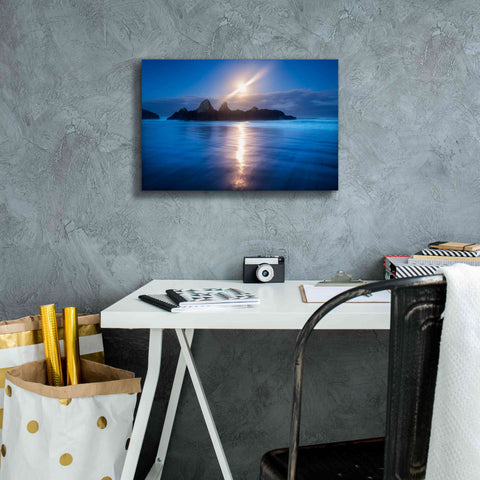 Image of 'Seal Rock Vert Moon Streak' by Thomas Haney, Giclee Canvas Wall Art,18 x 12