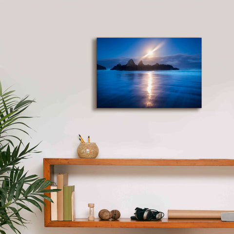 Image of 'Seal Rock Vert Moon Streak' by Thomas Haney, Giclee Canvas Wall Art,18 x 12