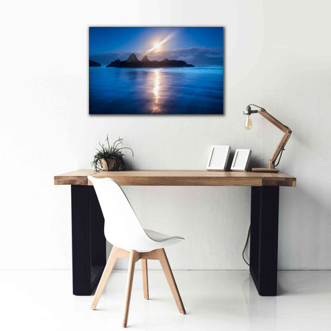 Image of 'Seal Rock Vert Moon Streak' by Thomas Haney, Giclee Canvas Wall Art,40 x 26