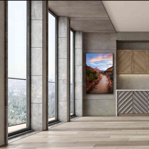 Image of 'Zion River Vert' by Thomas Haney, Giclee Canvas Wall Art,40 x 60