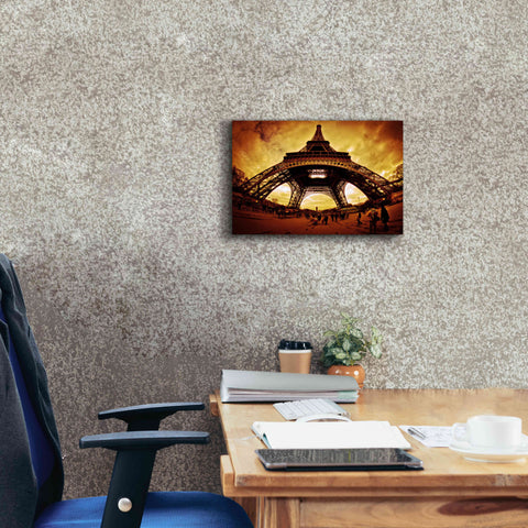 Image of 'Eiffel Apocalypse Color' by Sebastien Lory, Giclee Canvas Wall Art,18 x 12