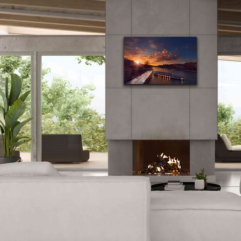 Image of 'Bateaux Mouches Sunset' by Sebastien Lory, Giclee Canvas Wall Art,40 x 26