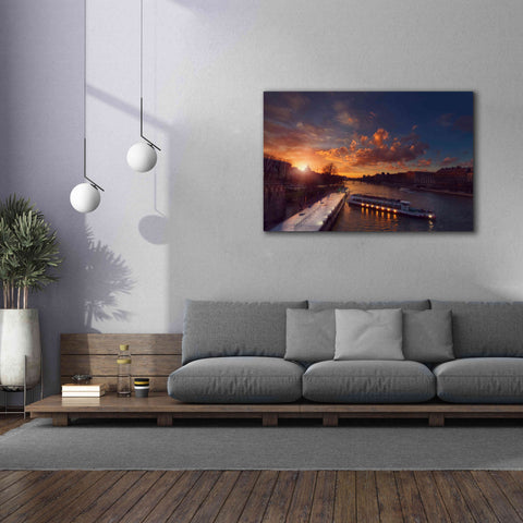 Image of 'Bateaux Mouches Sunset' by Sebastien Lory, Giclee Canvas Wall Art,60 x 40