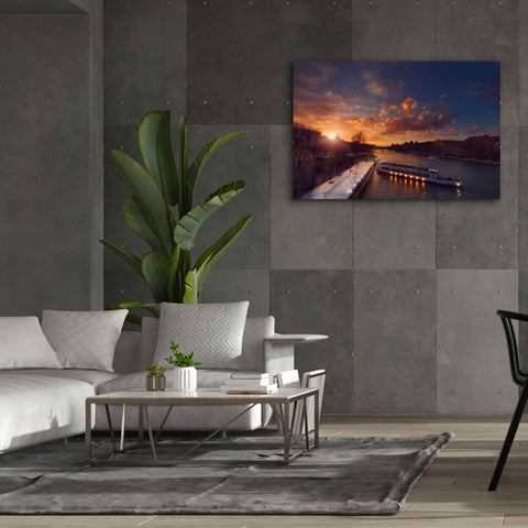Image of 'Bateaux Mouches Sunset' by Sebastien Lory, Giclee Canvas Wall Art,60 x 40
