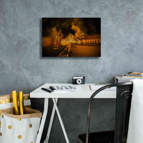 Image of 'Lourve Pyramid' by Sebastien Lory, Giclee Canvas Wall Art,18 x 12