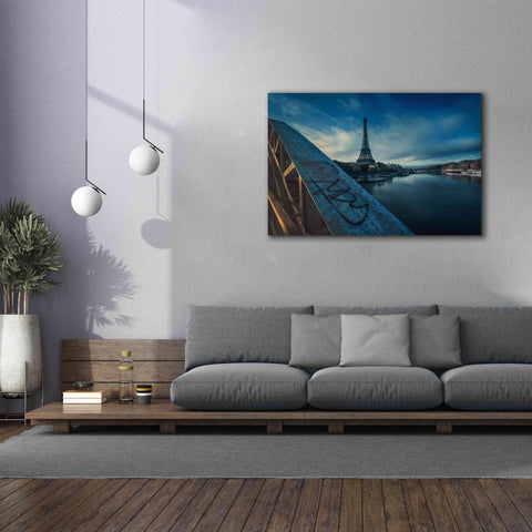 Image of 'Blue Eiffel Tower' by Sebastien Lory, Giclee Canvas Wall Art,60 x 40