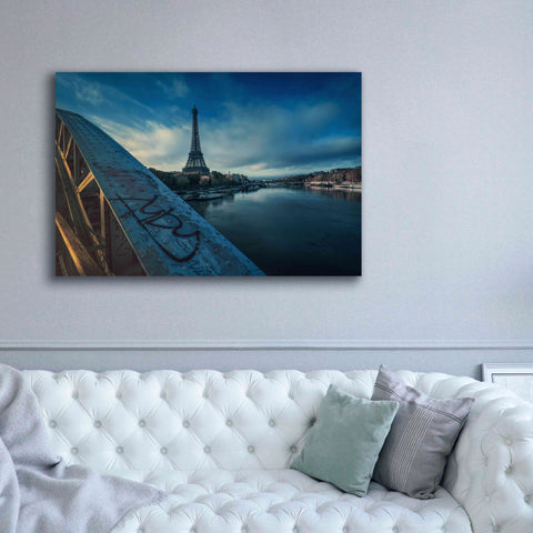 Image of 'Blue Eiffel Tower' by Sebastien Lory, Giclee Canvas Wall Art,60 x 40