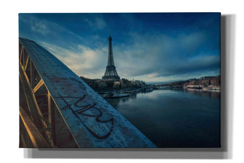 Image of 'Blue Eiffel Tower' by Sebastien Lory, Giclee Canvas Wall Art