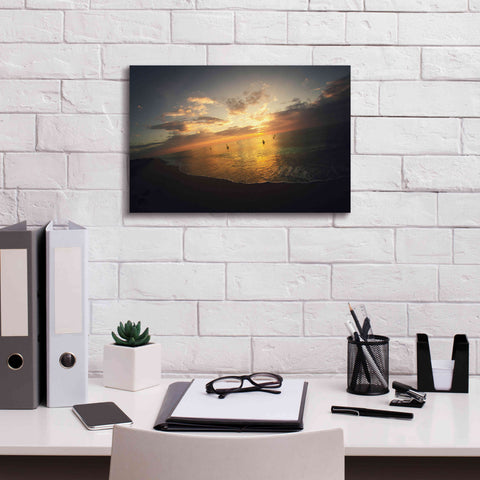 Image of 'Fiery Ocean' by Sebastien Lory, Giclee Canvas Wall Art,18 x 12