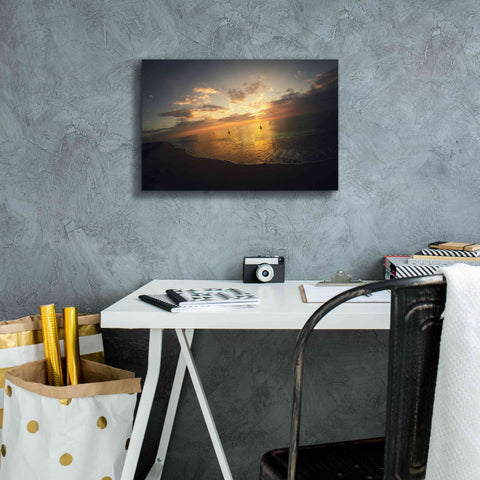 Image of 'Fiery Ocean' by Sebastien Lory, Giclee Canvas Wall Art,18 x 12