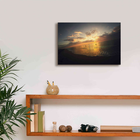 Image of 'Fiery Ocean' by Sebastien Lory, Giclee Canvas Wall Art,18 x 12