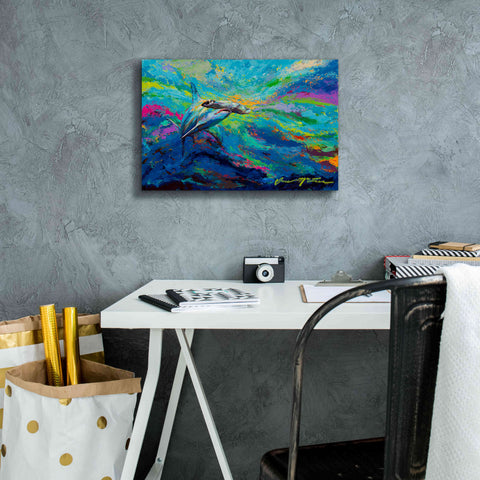 Image of 'After Dinner Swim Hammer Head Shark' by Jace D McTier, Giclee Canvas Wall Art,18 x 12