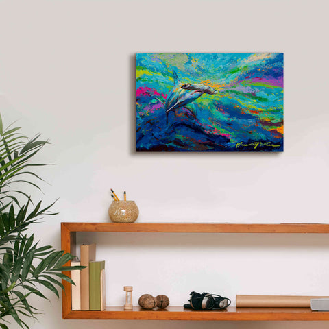Image of 'After Dinner Swim Hammer Head Shark' by Jace D McTier, Giclee Canvas Wall Art,18 x 12