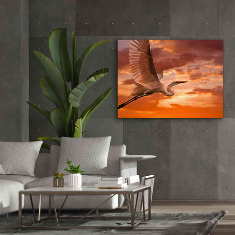 Image of 'Heron Sunset' by Mike Jones, Giclee Canvas Wall Art,54 x 40
