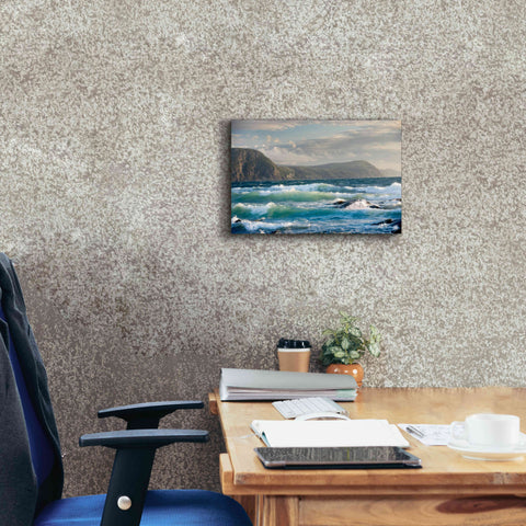 Image of 'Newfoundland Sunset Surf' by Mike Jones, Giclee Canvas Wall Art,18 x 12