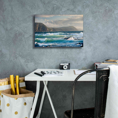 Image of 'Newfoundland Sunset Surf' by Mike Jones, Giclee Canvas Wall Art,18 x 12