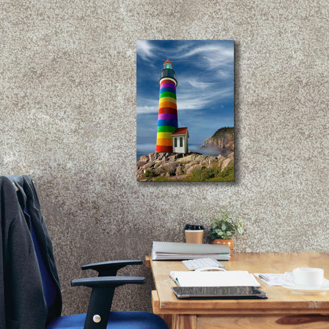 Image of 'Rainbow Lighthouse North' by Mike Jones, Giclee Canvas Wall Art,18 x 26