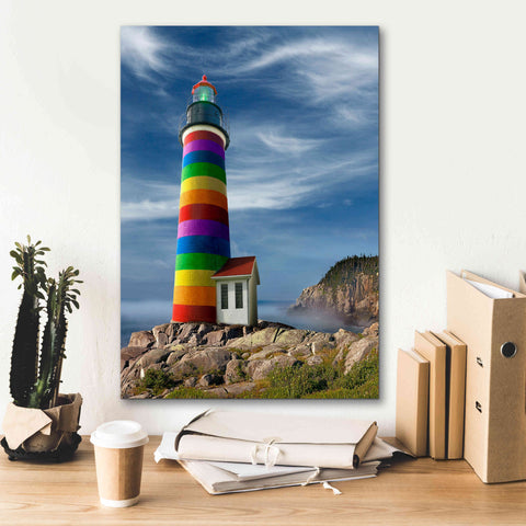 Image of 'Rainbow Lighthouse North' by Mike Jones, Giclee Canvas Wall Art,18 x 26