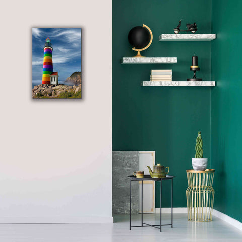 Image of 'Rainbow Lighthouse North' by Mike Jones, Giclee Canvas Wall Art,18 x 26