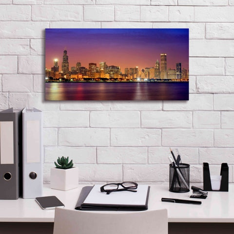 Image of 'Chicago Dusk full skyline' by Mike Jones, Giclee Canvas Wall Art,24 x 12