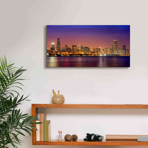 Image of 'Chicago Dusk full skyline' by Mike Jones, Giclee Canvas Wall Art,24 x 12