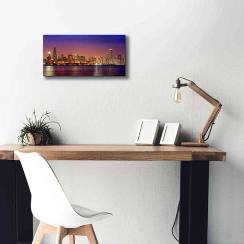 Image of 'Chicago Dusk full skyline' by Mike Jones, Giclee Canvas Wall Art,24 x 12
