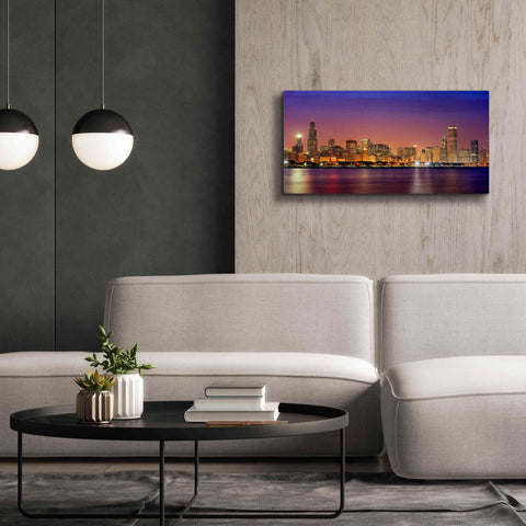 Image of 'Chicago Dusk full skyline' by Mike Jones, Giclee Canvas Wall Art,40 x 20