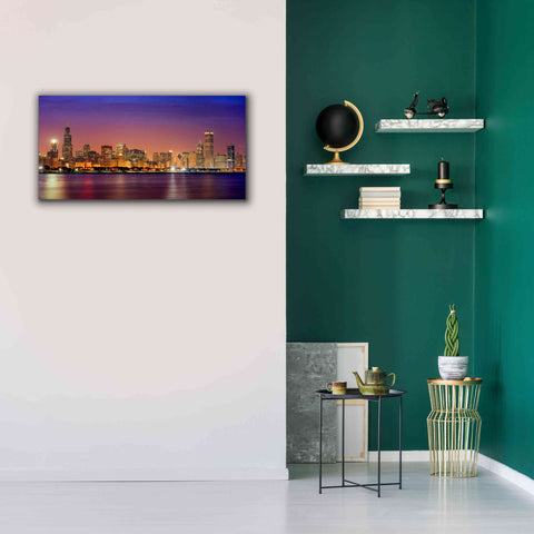 Image of 'Chicago Dusk full skyline' by Mike Jones, Giclee Canvas Wall Art,40 x 20