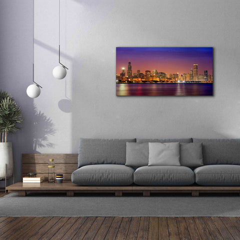 Image of 'Chicago Dusk full skyline' by Mike Jones, Giclee Canvas Wall Art,60 x 30