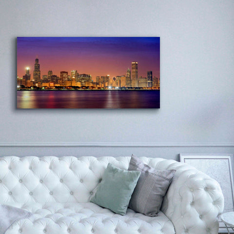 Image of 'Chicago Dusk full skyline' by Mike Jones, Giclee Canvas Wall Art,60 x 30