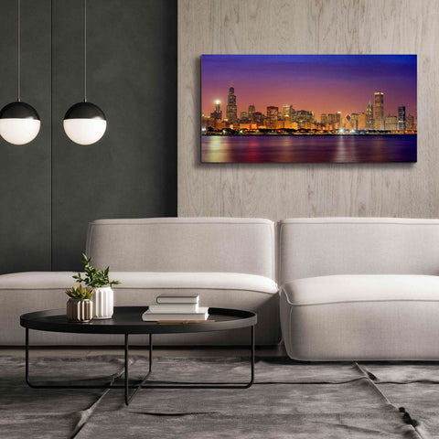 Image of 'Chicago Dusk full skyline' by Mike Jones, Giclee Canvas Wall Art,60 x 30