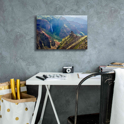 Image of 'Kauai Waimea Canyon Waipoo Falls' by Mike Jones, Giclee Canvas Wall Art,18 x 12