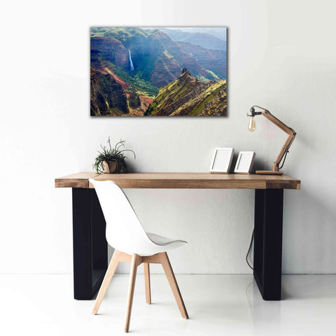 Image of 'Kauai Waimea Canyon Waipoo Falls' by Mike Jones, Giclee Canvas Wall Art,40 x 26