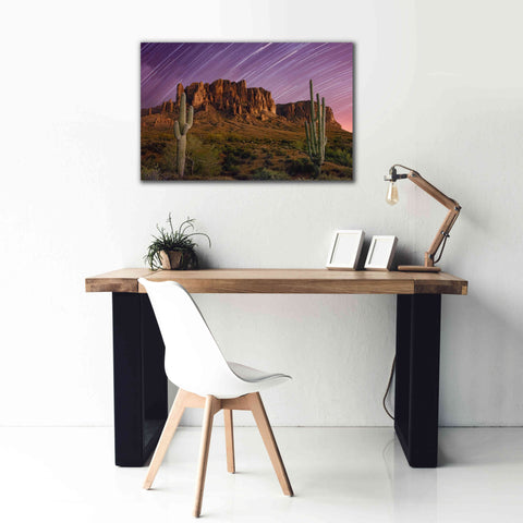 Image of 'Lost Dutchman Star Trails' by Mike Jones, Giclee Canvas Wall Art,40 x 26