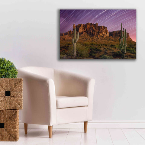 Image of 'Lost Dutchman Star Trails' by Mike Jones, Giclee Canvas Wall Art,40 x 26