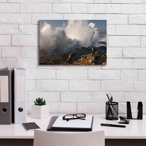 Image of 'Oregon Shore Acres Guy Huge Wave ' by Mike Jones, Giclee Canvas Wall Art,18 x 12