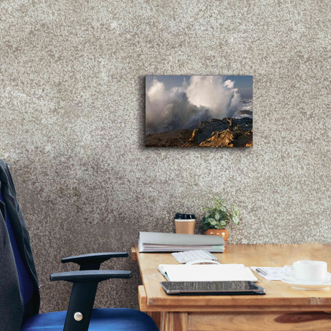 Image of 'Oregon Shore Acres Guy Huge Wave ' by Mike Jones, Giclee Canvas Wall Art,18 x 12