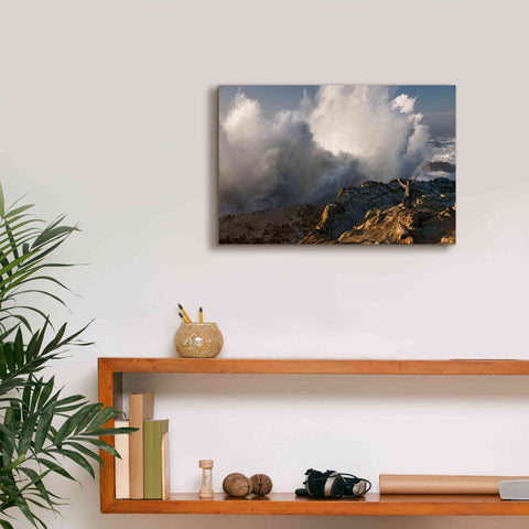 Image of 'Oregon Shore Acres Guy Huge Wave ' by Mike Jones, Giclee Canvas Wall Art,18 x 12