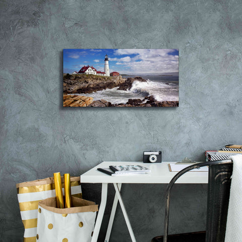 Image of 'Portland Head Light' by Mike Jones, Giclee Canvas Wall Art,24 x 12