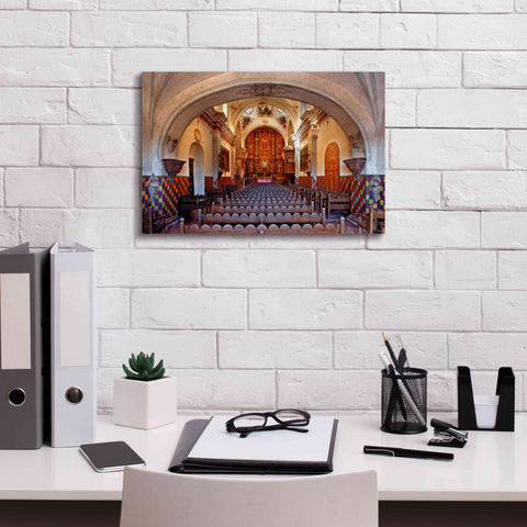 Image of 'San Xavier from front door' by Mike Jones, Giclee Canvas Wall Art,18 x 12