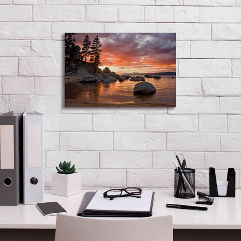 Image of 'Sand Harbor Sunset' by Mike Jones, Giclee Canvas Wall Art,18 x 12